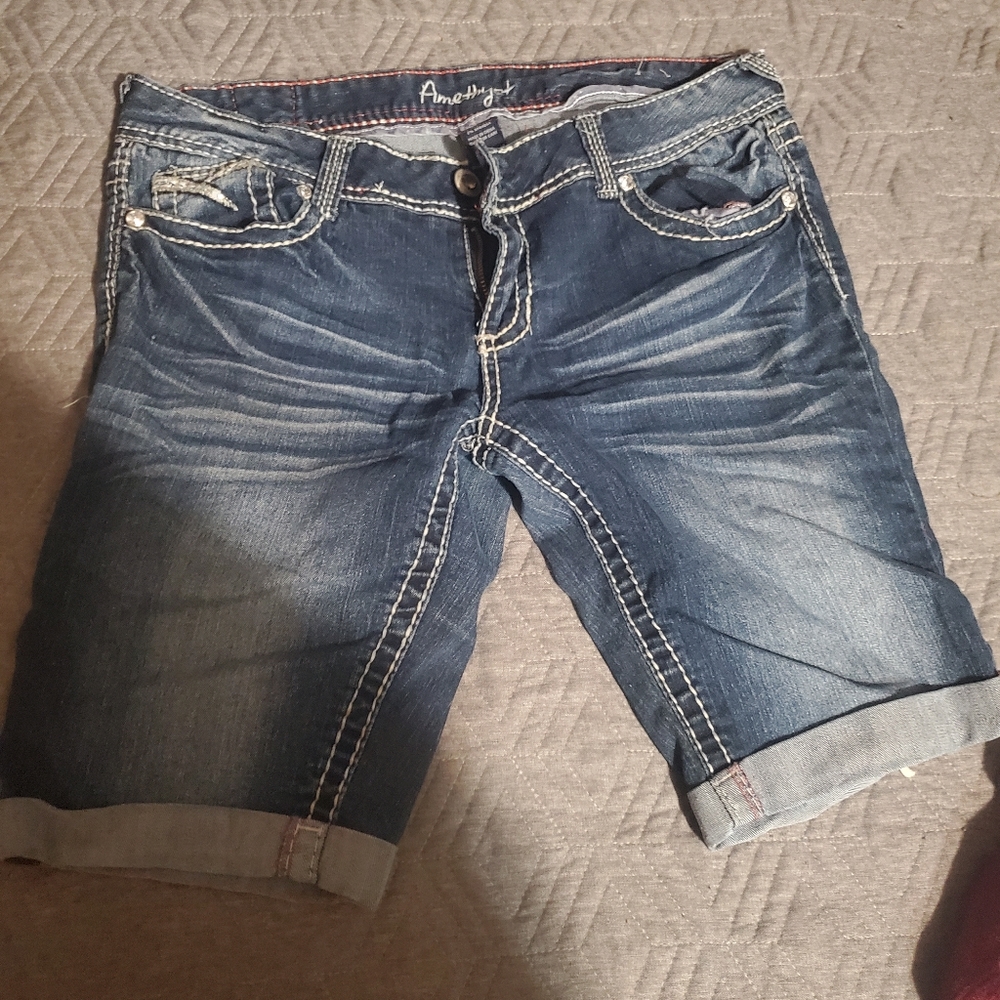 Amethyst Bermuda Shorts with Bling